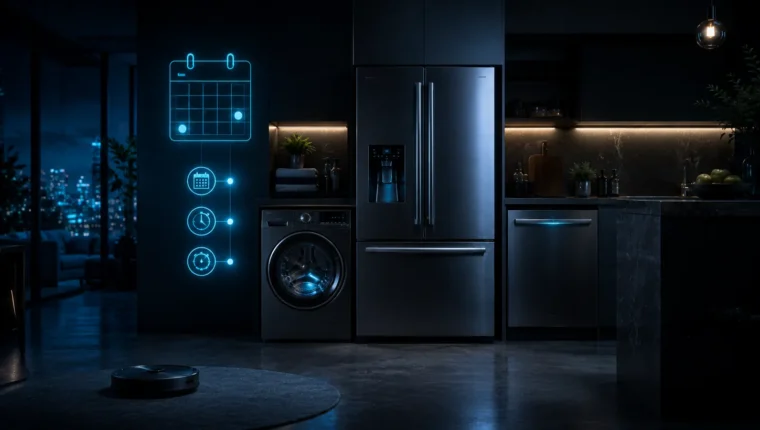 Modern appliance group with a subtle maintenance calendar visualization